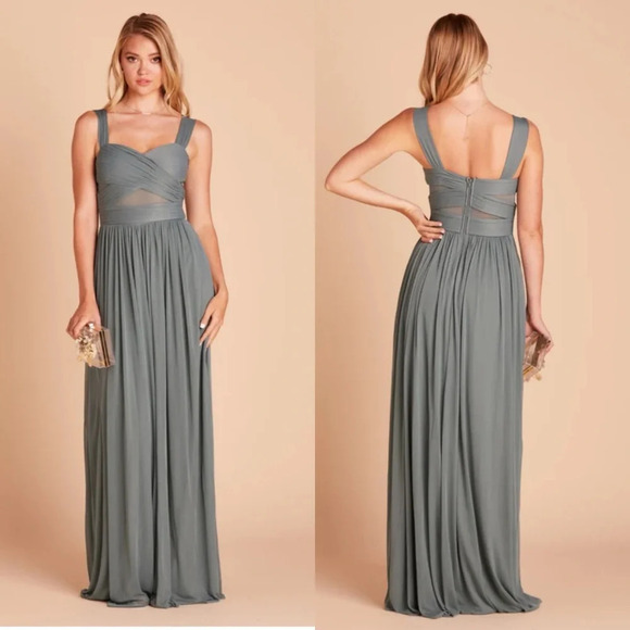 Birdy Grey Dresses & Skirts - Birdy Grey Elsye Sea Mist Bridesmaid Dress Gown Mesh Cutouts Small Formal NEW